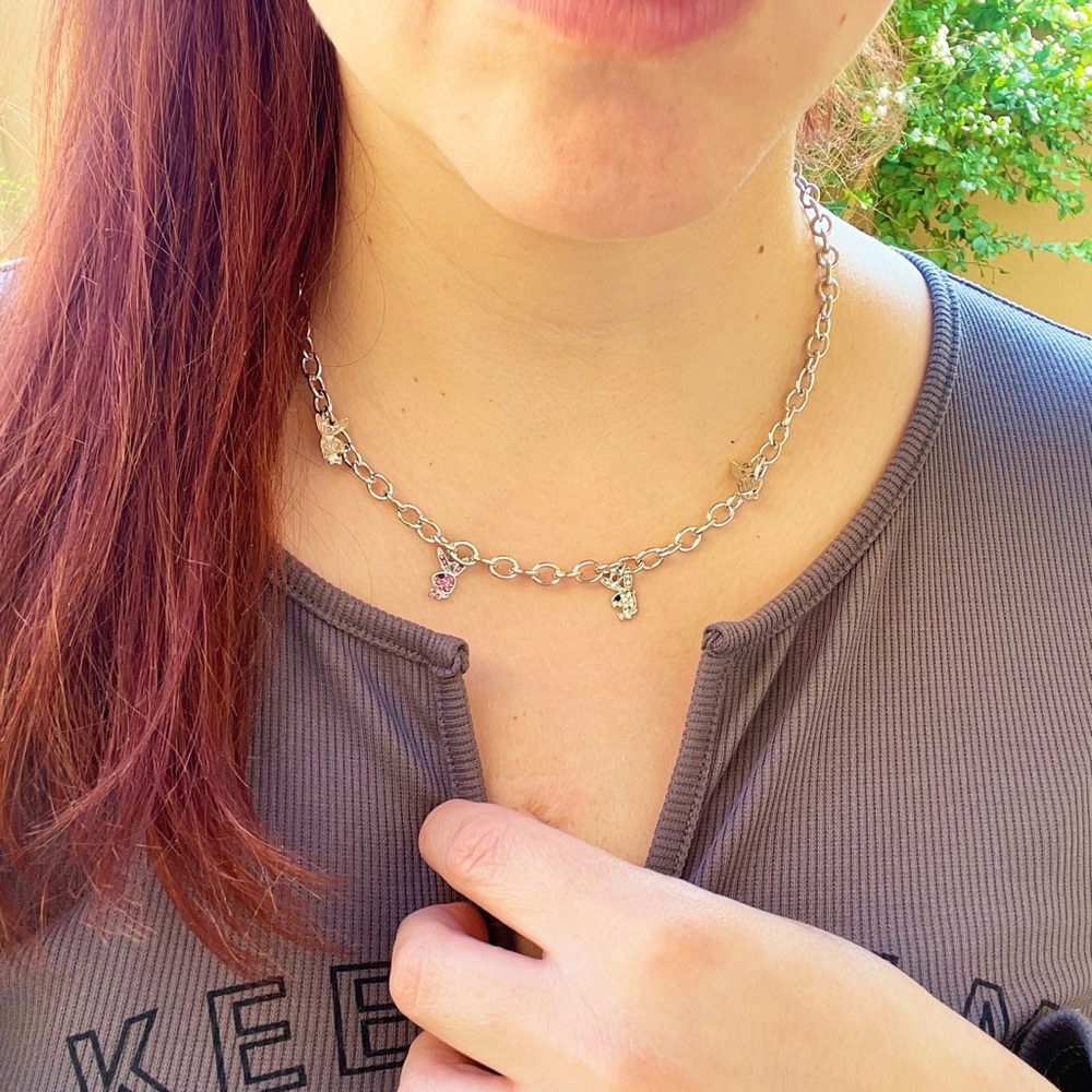 New Playboy Bunny Charm Silver Choker Necklace